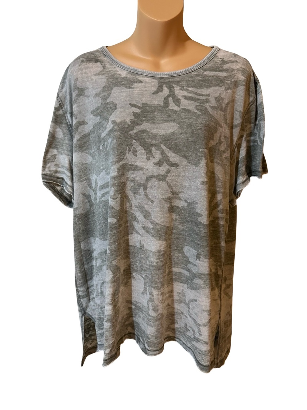 Free People We The Free Camo Burnout Oversized Tee Large Casual Comfy